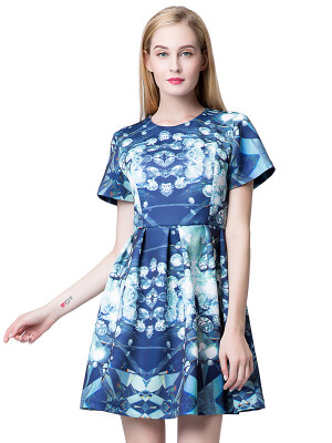 

Blue Print Elegant Short Sleeve Mini Dress