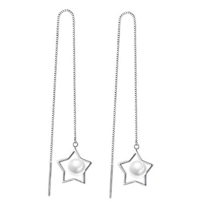 

Star Simulated Pearl Long Drop Earrings For Women Fashion Jewelry Dangle Earring High Quality Accessories WHEJ122