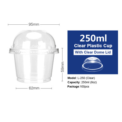 

OTOR Ice Cream Bowl Disposable Plastic Cup with Lid Take Away Food Container for Dessert Fast food Bento Soup 300250ml 100pcs