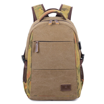 

2018 New Canvas Double Shoulder Bag Male Leisure College Student Bag USB Charging Backpack Men Travel Laptop Bag