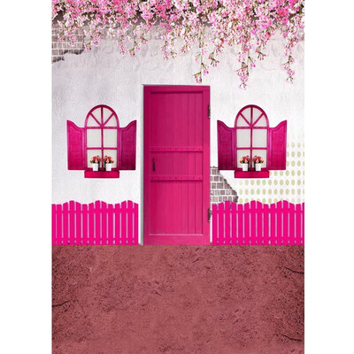 

Pink Courtyard Photo Backdrop 57FT Vinyl Fabric Cloth Digital Printing Photo Background s-767