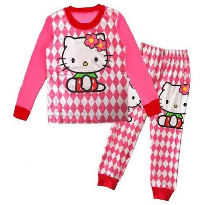 

Girls pajamas set 2T-7T Breathable cotton sleepwear T-shirtPants nightwear
