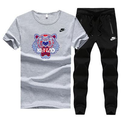 

Damaizhang Brand Men Sport T-shirt With Pant Summer Mens Jogging Suit Set Cotton Breathable Track Suit Running Clothing