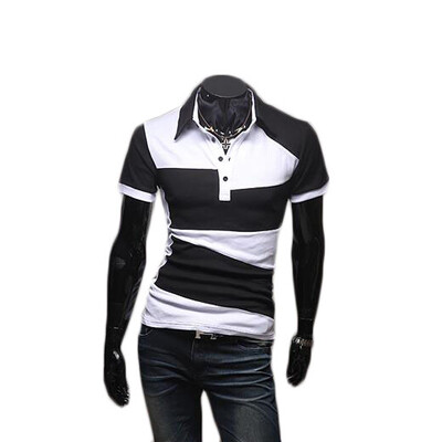 

Zogaa New Mens Polo Shirt Irregular Matching Color Short Sleeve