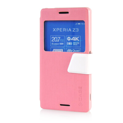 

MOONCASE Ultra Slim Leather Side Flip Pouch Stand Thin Shell Back ЧЕХОЛ ДЛЯ Sony Xperia Z3 Pink