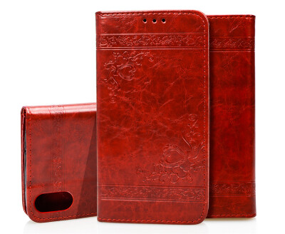 

Iphone X Oil wax embossed leather Wallet Case Stand Protective Cover Case for Apple iPhone X