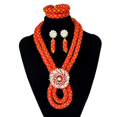 

Fashion African Beads Jewelry Set Yellow And Silver Braided Ball Party Accessories Jewelry Nigerian Wedding Collar Necklace Set