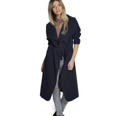 

2018 New Arrival Spring Autumn Long Sleeve with Belt Jacket Women Casual Jacket Coat Long Coat Trench Women