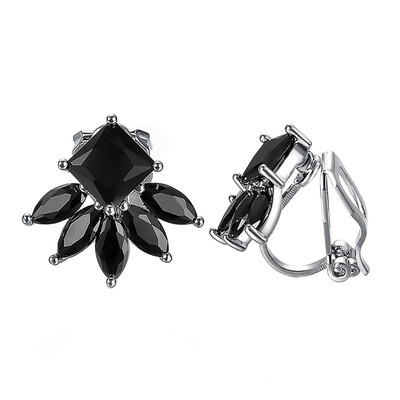 

Yoursfs Clip Earrings For Women Black Flower Shape No Pierced Clip Earrings