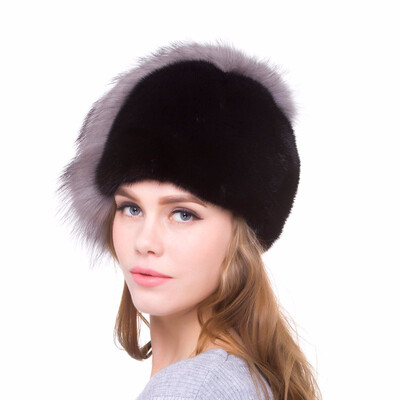 

Warm charm natural mink fur fur cap womens winter hat fox fur tail design 2018 new hot sale discount urban female favorite
