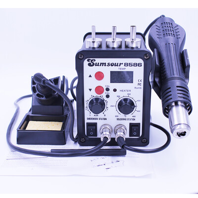 

SumSour 8586 SMD Solder Rework Station Hot Air Gun Soldering Iron 220V 700W 2 In 1 Welding Desoldering Repair Tools