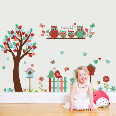 

Owls Tree Wall Stickers for Kids Rooms Home Decorative Nursery Home Decor pvc Murals