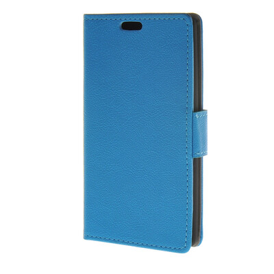 

MOONCASE Simple Leather Flip Wallet Case Card Slot Stand Back Cover for LG Leon H340N Blue