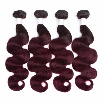 

HCDIBA Hair Pre-colored Ombre Brazilian Hair 4 Bundles Deals 1b 99j 2 Tone Dark Roots Virgin Hair Body Wave Ombre Human Hair Weave