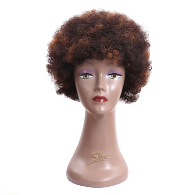 

6inch Funky Hippie Wig with Adjustable Buckle Breathable Afro Kinky Curly Synthetic Wig for Costume Party Golden Beauty
