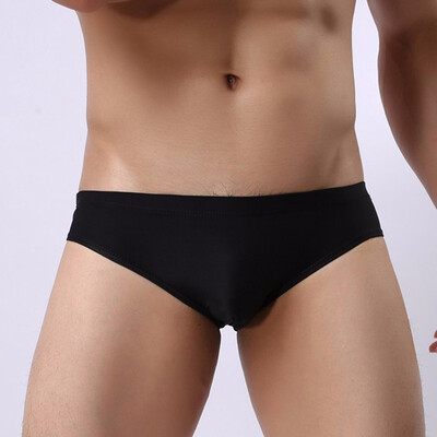 

Mens Sexy Breathable Underwear Low Waist Ice Silk Briefs