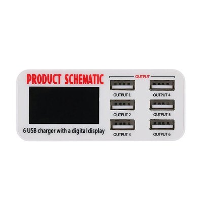 

USB Wall Charger USB Desktop Phone Charger 6 Ports 6A Adapter Hub Multi Port Dock Station Rapid Charging Socket with LCD Display