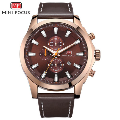 

MINI FOCUS Fashion Sport Leather Strap Men Quartz Watch MF0082G