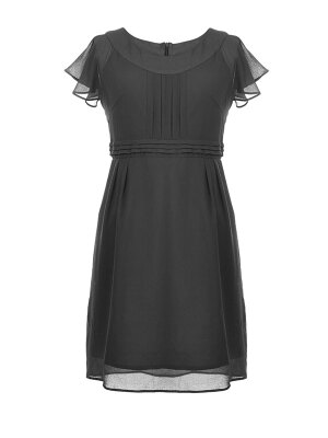 

Lady O Neck Solid Ruffles Summer Dress