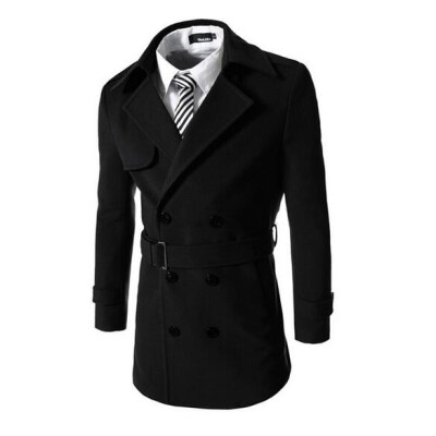 

Zogaa New Men's Wind Coat Wool Double-breasted Warm