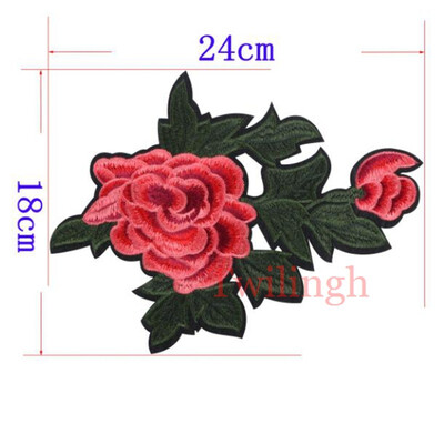 

1 Piece Patches Red Flower Embroidered Patch 3D Applique DIY Sewing Repair Accessories Fabric Stickers Wedding Clothing Patches