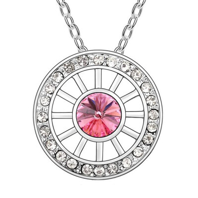 

Round Crystal From Austria Elements Necklaces & Pendants Luxurious Fashion Jewelry for Birthday Gifts Girl White Gold Plated 10349