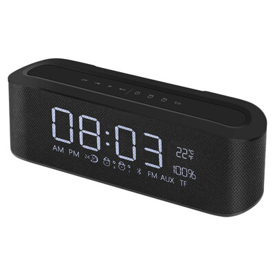 

TOPROAD Portable Alarm Clock Bluetooth Speaker Wireless Surround Stereo Cloth Speakers Support Time FM Radio TF AUX LED display