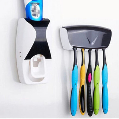 

NEW Wall Mount Automatic Toothpaste Dispenser Toothbrush Holder Family Set