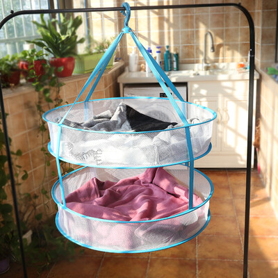 

Many beautiful double-layer large windproof clothes basket clothes net drying net double-layer side with wind hook