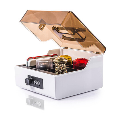 

Jinlongxing glosen password lock seal box accounting finance special chapter finishing storage box white coffee color