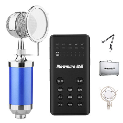 

Newman MC09 live call wheat external sound card microphone universal anchor mobile computer fast special karaoke anchor microphone microphone recording equipment set blue
