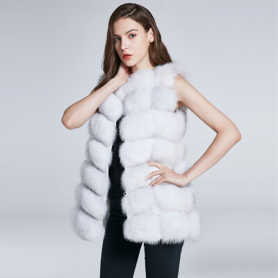 

Women&39s Jacket Fox Fur Vest Real Fur Coat Furry Jacket Natural Fox Fur Warm Fashion Stitching Stripe New Discount 2018 New