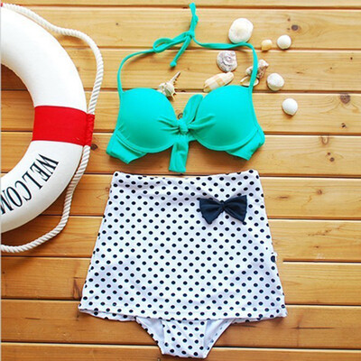 

Women'S WaiSt Cover Belly Hanging Neck Double Bijinibo Point SwimSuit