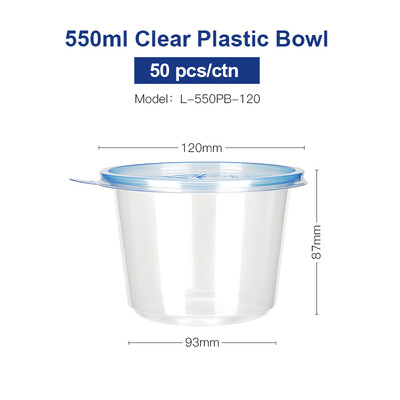 

OTOR Salad Bowl with Lid Take Away Clear Plastic Food Container Lunch Box for Fast Food Bento Microwaveable 120mm180mm 50pcs