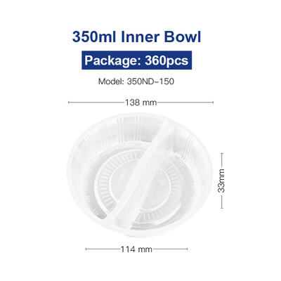 

OTOR 350440590ml Disposable Plastic Inner Bowl Liner Layered Round Tray Take-away Compartment Clear Bowl Liner 360pcs300pcs