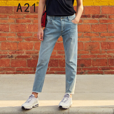 

A21 summer mens denim stretch Slim low waist feet nine pants versatile jeans 4821020003 Sky Blue 34 19086A