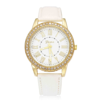

Womens Fashion Bling Crystal Faux Leather Strap Analog Quartz Wrist Watch