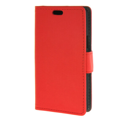 

MOONCASE Vivid colors Leather Wallet Card Slot Bracket Back Case Cover for LG Joy H220 Red