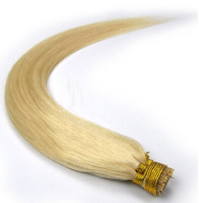 

100 Stands 16"-26" Real Human Hair Extensions Straight Keratin Stick I-Tip Lightest Blonde Color613# 100g