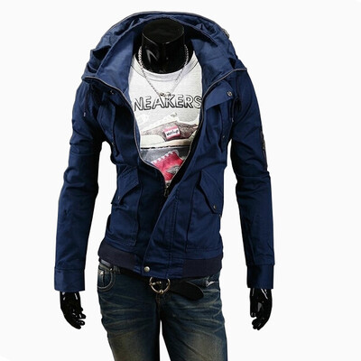 

Zogaa Double Collar Casual Pure Color Slim Mens Jacket