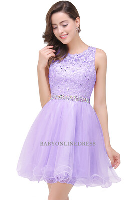

Babyonline Pink Beaded Homecoming Dresses 2017 Scoop Neck Soft Tulle Party Dresses Mini Dress Black Lace Graduation Dresses