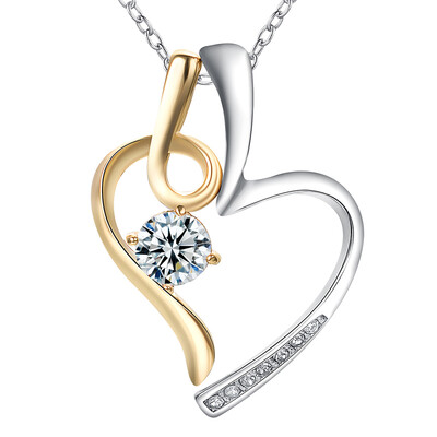 

Yoursfs Heart Necklace Forever Lover Heart Crystal Pendant Necklace for Women&Girl