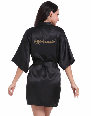 

Short Robe Bride Bridesmaid Silk Satin Kimono dressing Gown Sleepwear Bathrobe