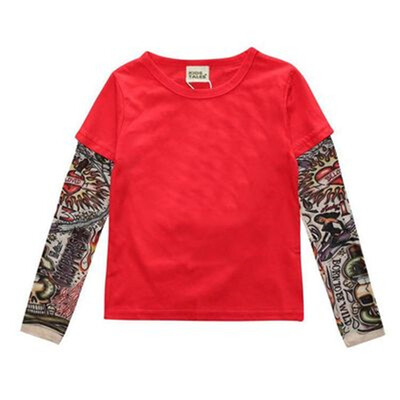 

2018 Boy Clothes Cotton T-shirt Long Sleeve Children Tee Shirts Novelty Tattoo Sleeve Baby Girl Tops Spring&autumn KidsTop