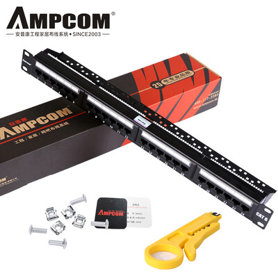 

AMPCOM Super five 24-port patch panel 1U rack cabinet cable engineering gold plating
