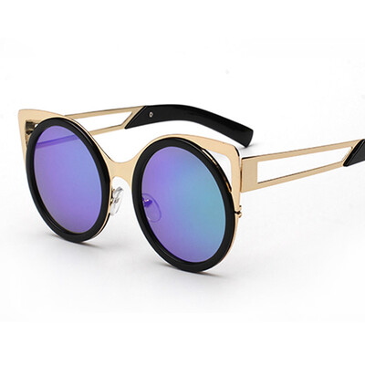 

FEIDU New Brand Designer Fashion Women Cat Eye Round Sunglasses Metal Frame Sun Glasses Women's Vintage Oculos de sol