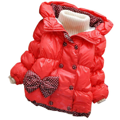 

Girl Kid Baby Toddler Bow knot Double-breasted Hoodie Puffer Coat Fleece Jacket