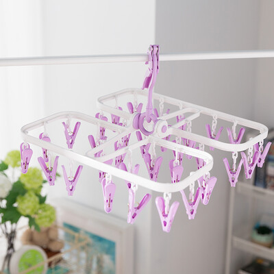 

Youku 32 clip folding hanger multi-function drying pants rack drying rack drying rack socks rack purple