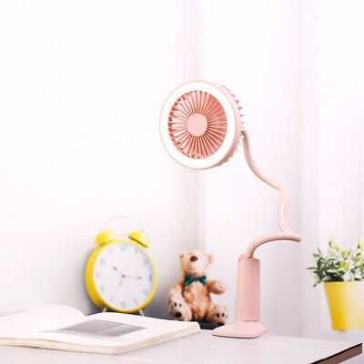 

Portable USB Fan flexible with LED light 2 Speed Adjustable Cooler Mini Fan Handy Small Desk Desktop USB Cooling Fan for child