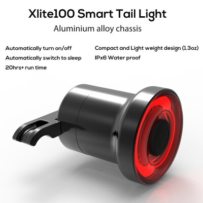 

Xlite100 Smart Bike Bicycle Taillight USB Rechargeable Led Cycling Tail Light Auto StartStop Brake Sensing IPx6 Waterproof